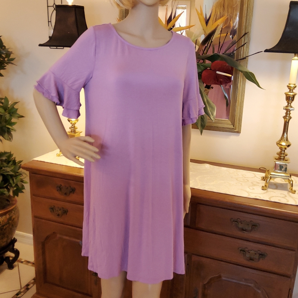 Coastal Comfort Lounge Dress/Nightgown - Pinkish Purple